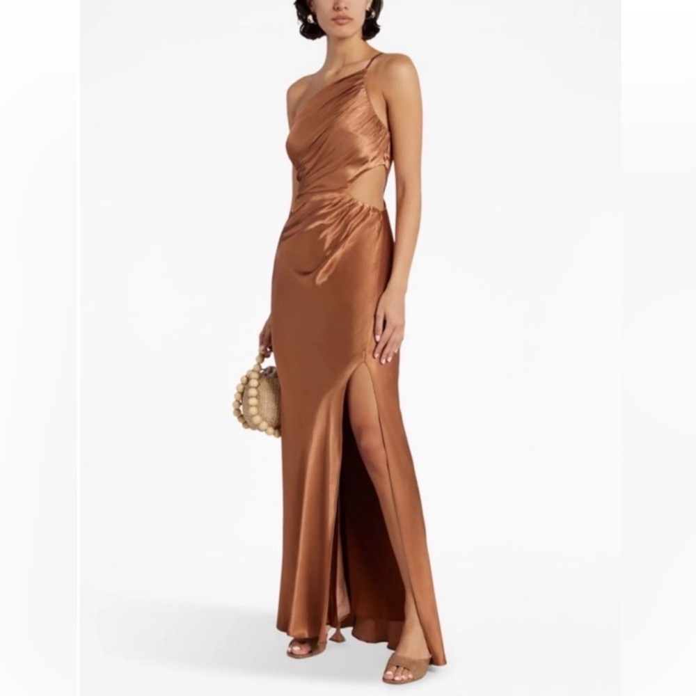 Shona Joy La Lune Asymmetrical Gathered Maxi Formal Party Evening Size US 6